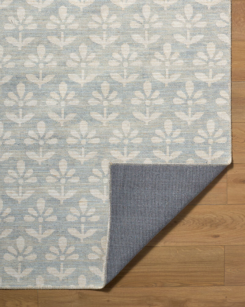 Maya Mustard/Sky Blue Machine Woven Rug - fold