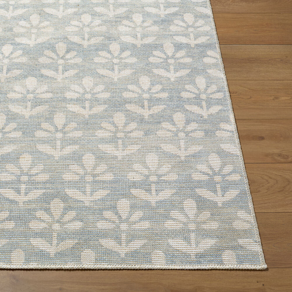 Maya Mustard/Sky Blue Machine Woven Rug - front