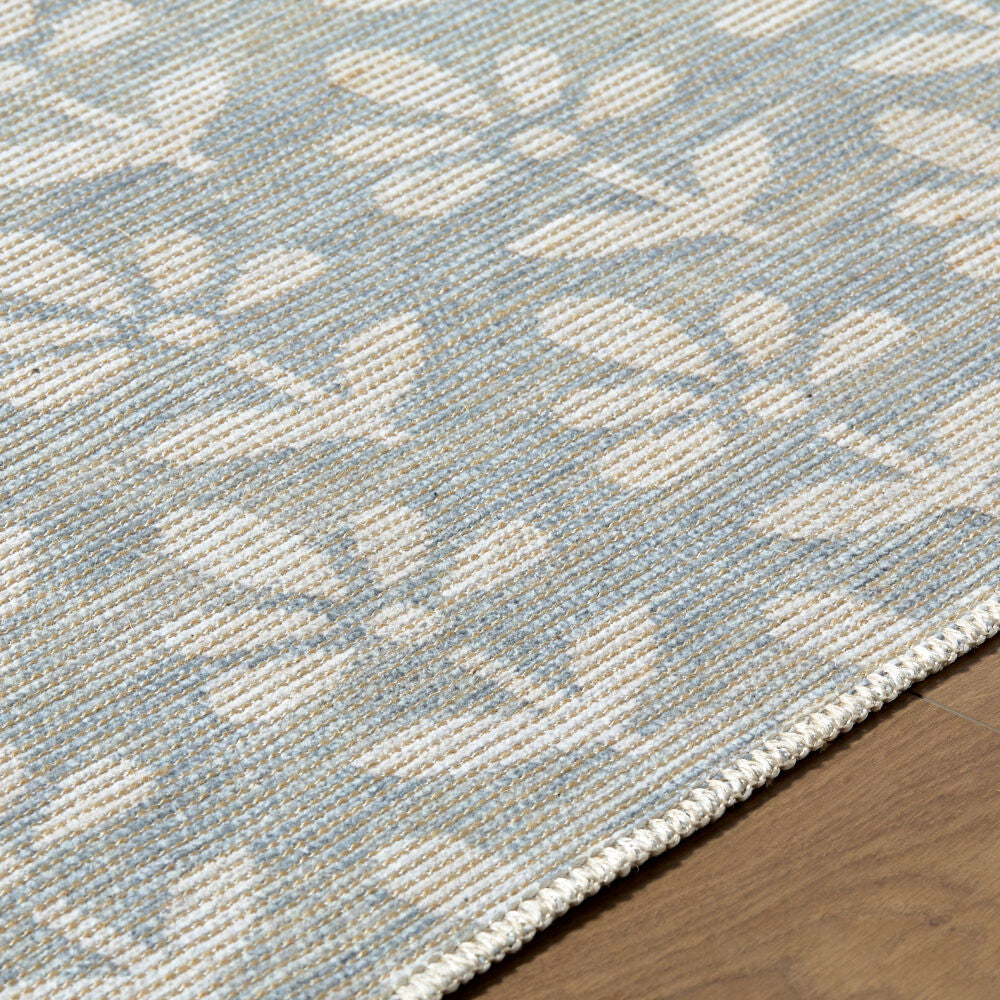 Maya Mustard/Sky Blue Machine Woven Rug - texture