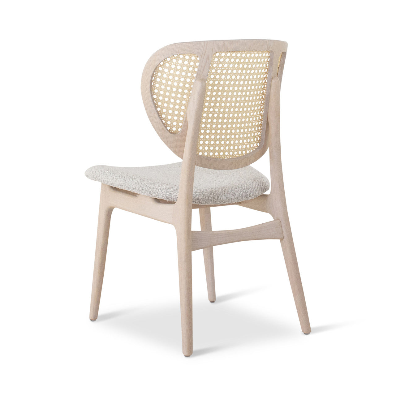 Modern Brazilian - Joelma - Cane Side Chair - Bouclé Crafted Glaze Seat - Nevoa Frame - Natural Cane Webbing