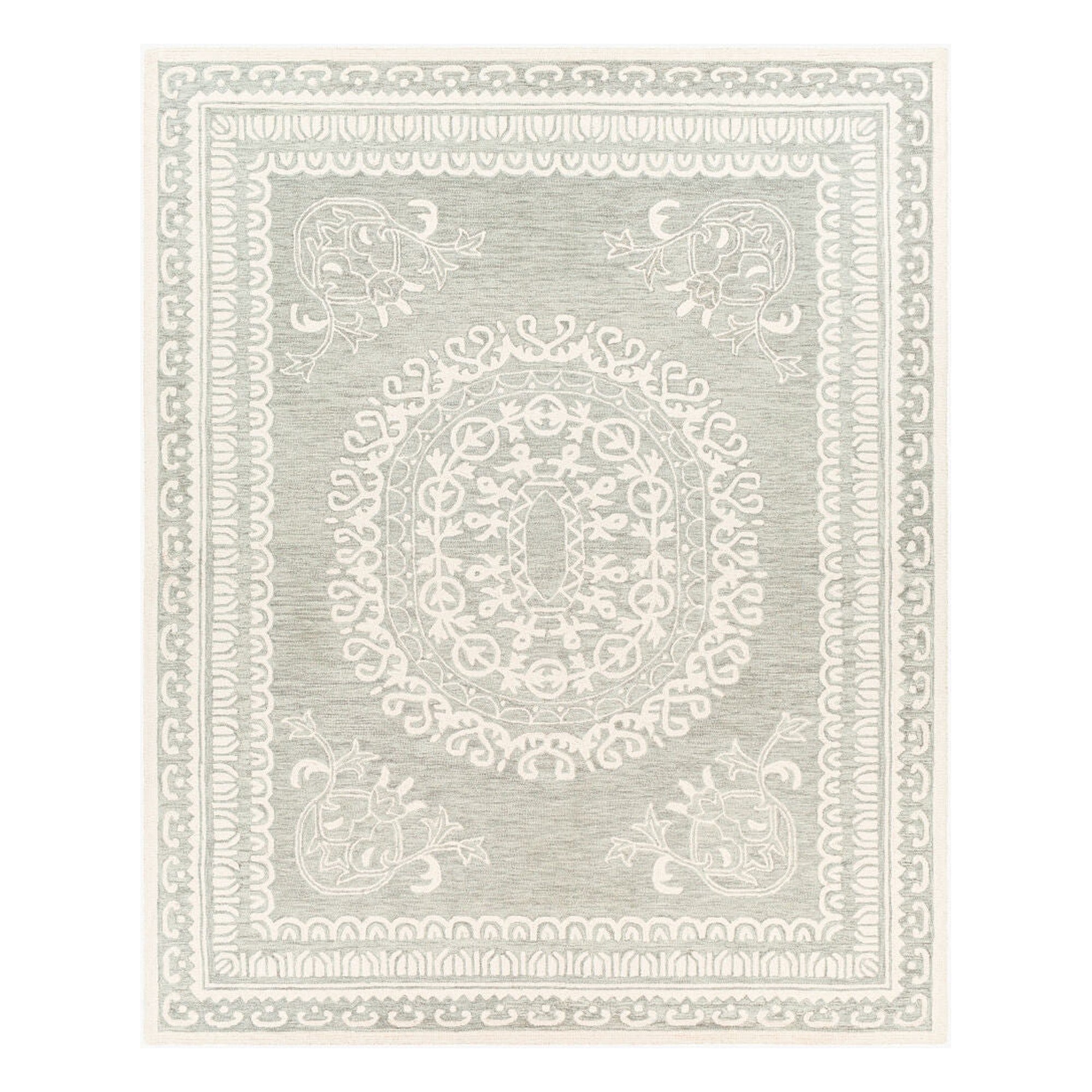 Newcastle Ivory/Sage Handmade Rug - 2' x 3'