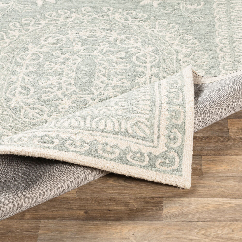 Newcastle Ivory/Sage Handmade Rug - fold