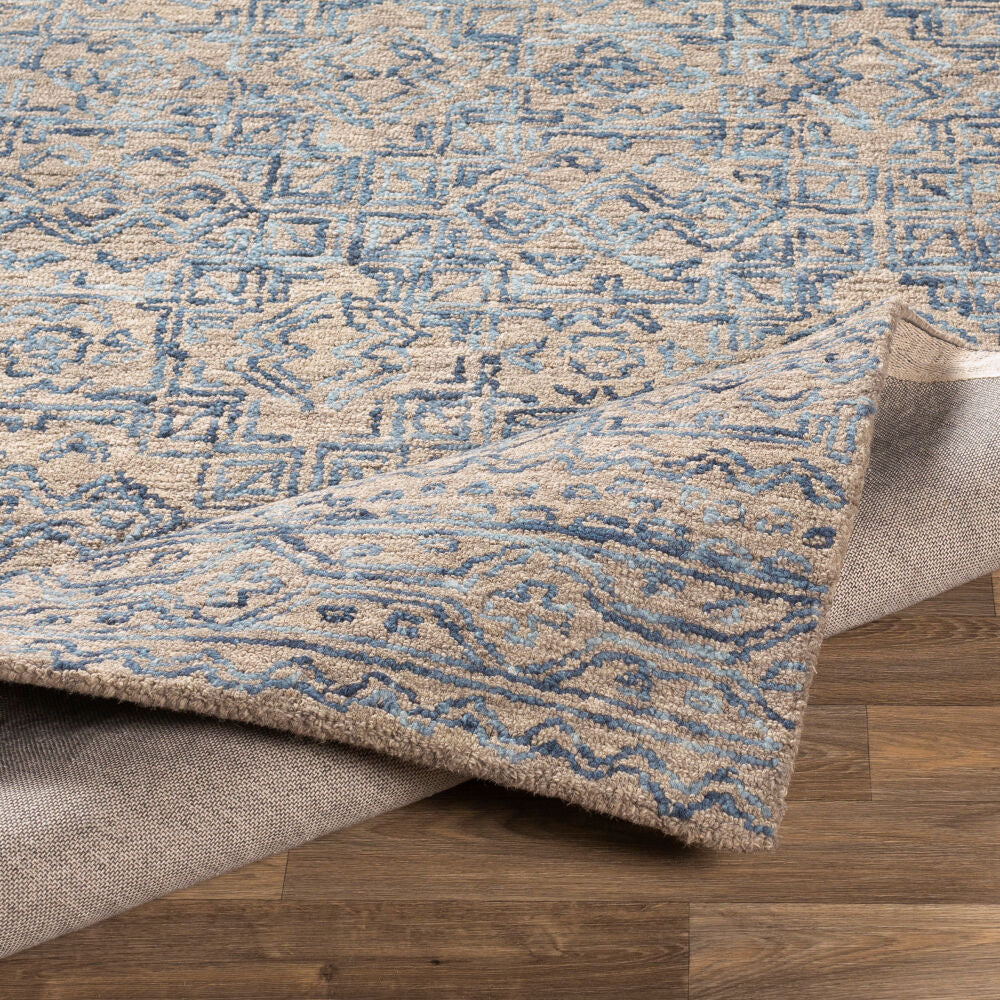 Newcastle Blue/Taupe Handmade Rug - fold