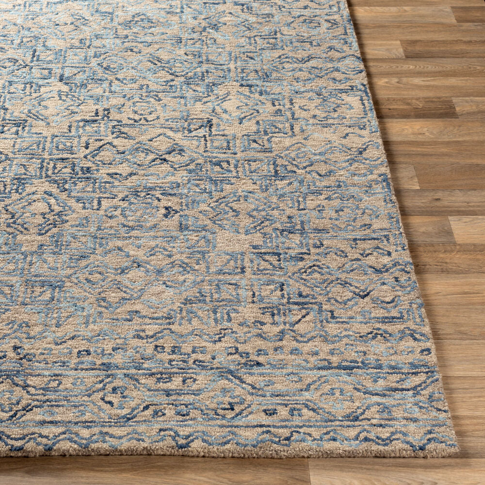 Newcastle Blue/Taupe Handmade Rug - front