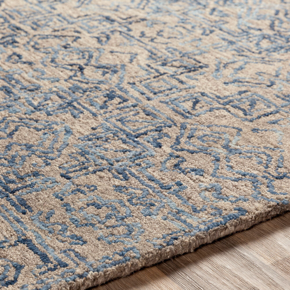 Newcastle Blue/Taupe Handmade Rug - texture