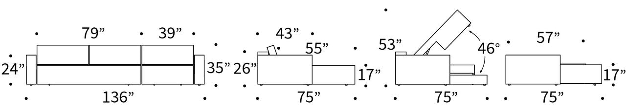 Newilla Storage Sofa Bed Lounger with Wide Arms