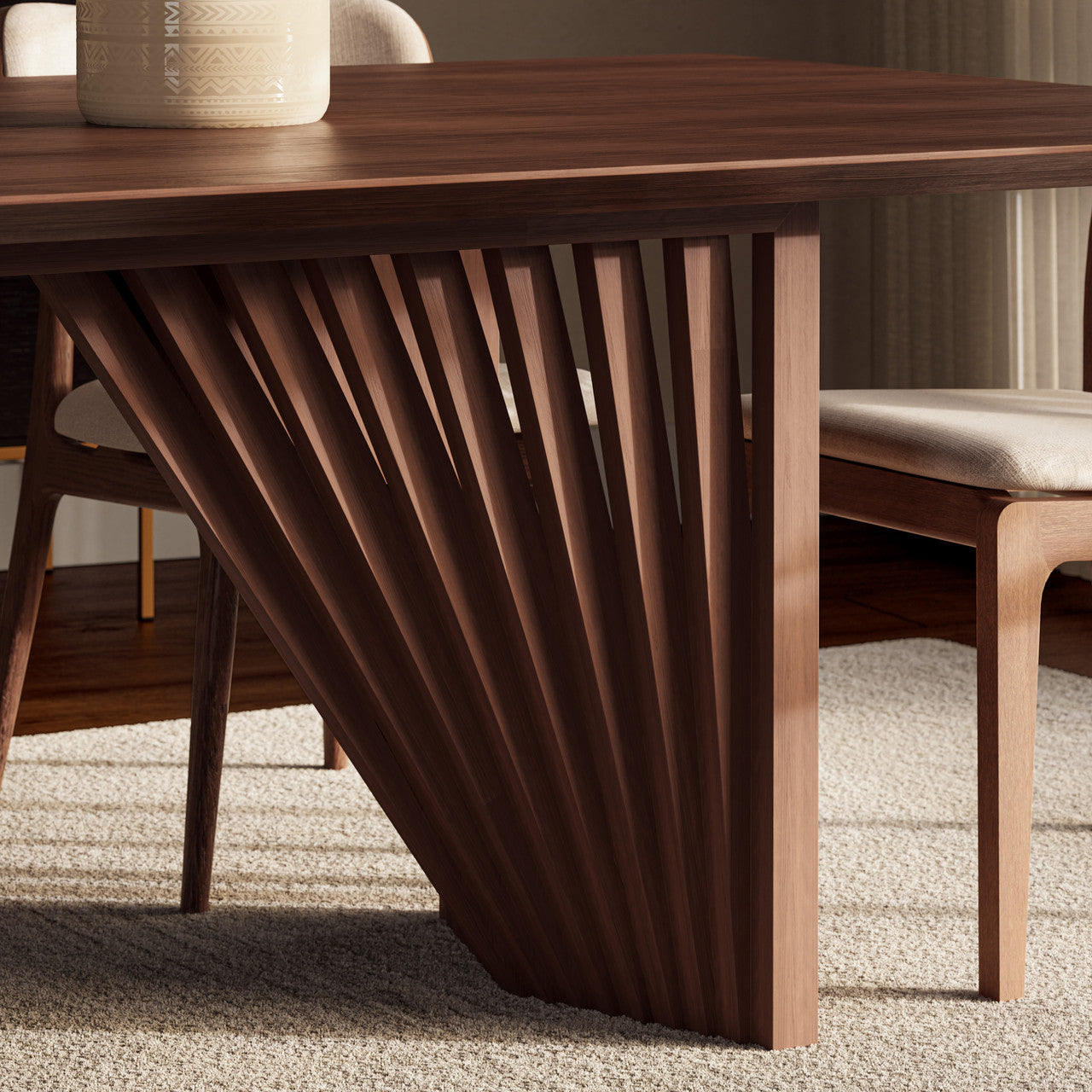 Modern Brazilian - Laguna - Wooden Top Dining Table - Nogal Frame