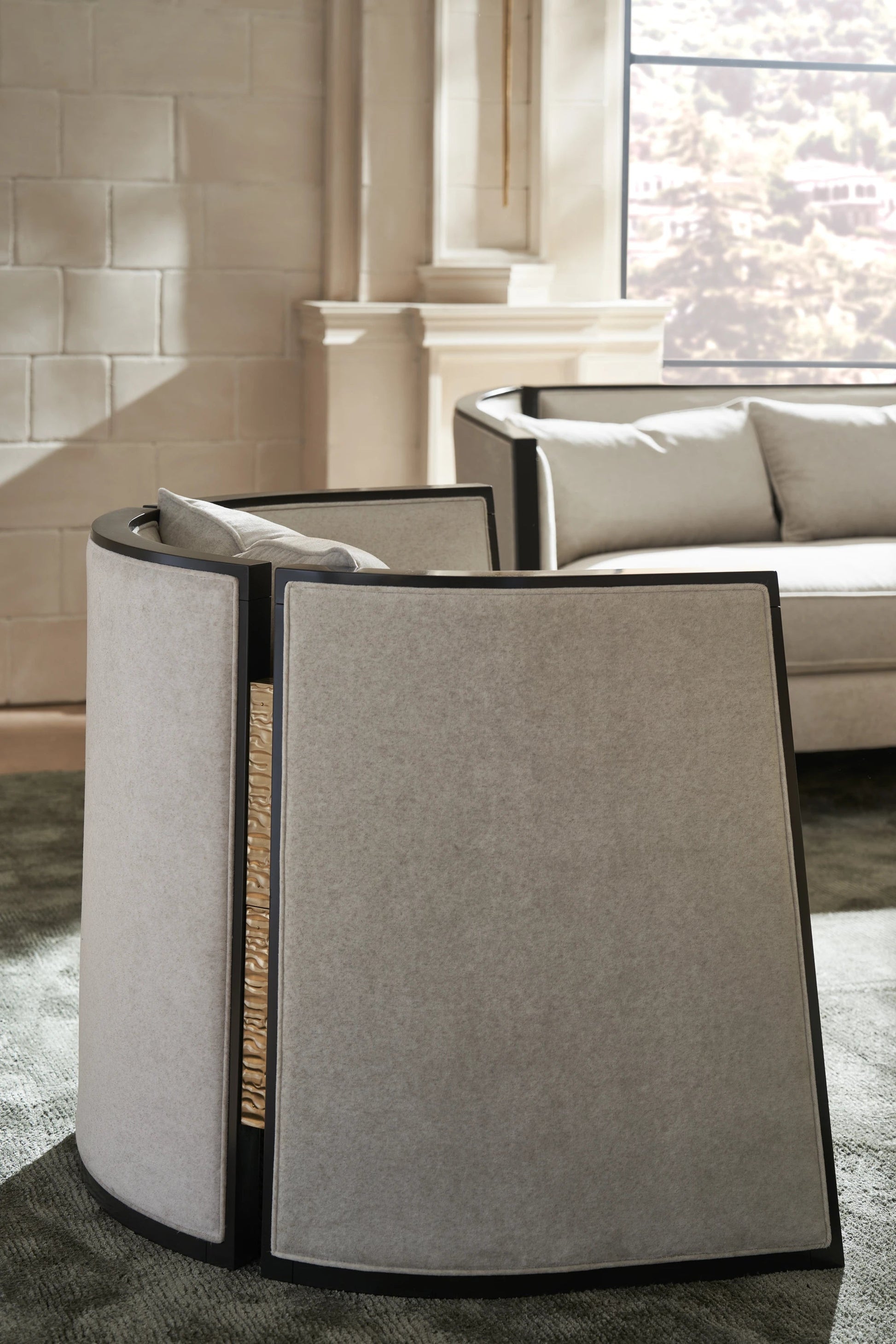 Cut Away Sofa Brushed Gold 78" by Caracole - view 5