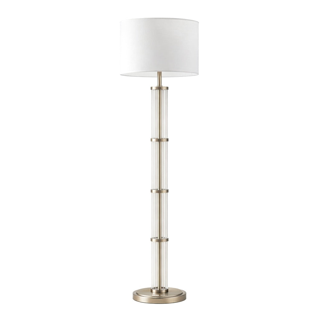 Nimbus Floor Lamp | Brushed Nickel and Clear Glass Body