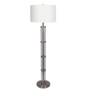 Nimbus Brushed Nickel Floor Lamp with 3-Way Rotary Switch Clear Glass Body  Metal Base