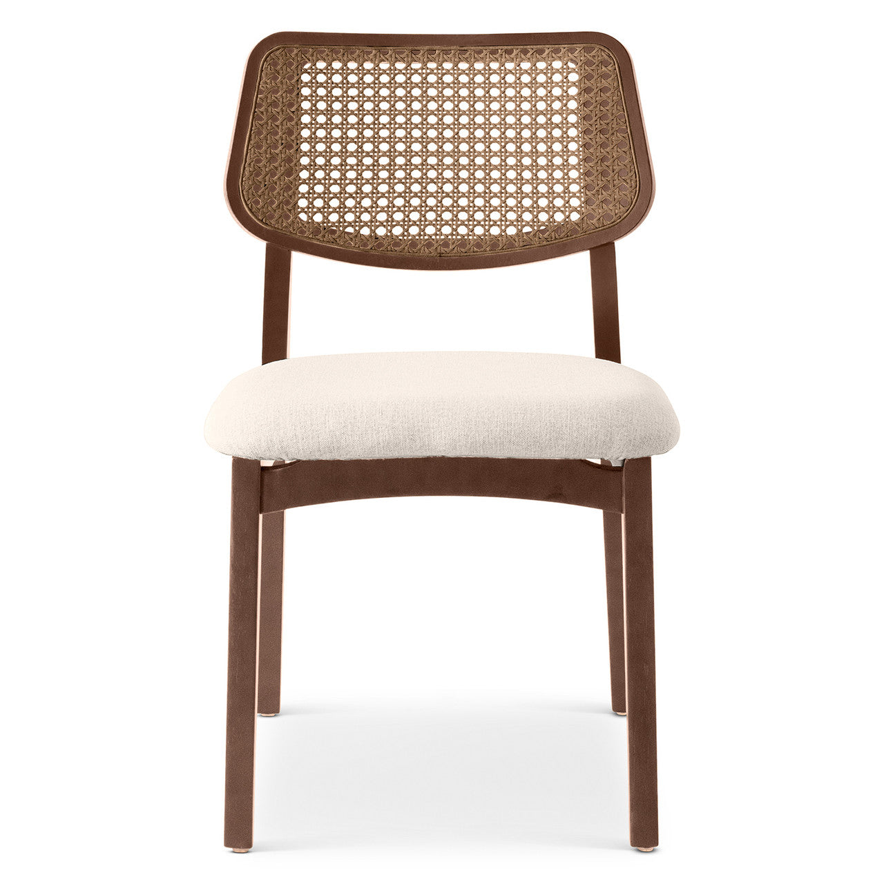 Modern Brazilian - Beth - Cane Side Chair - Medley Ivory Seat - Nogal Frame - Nogal Cane Webbing