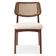 Modern Brazilian - Beth - Cane Side Chair - Medley Ivory Seat - Nogal Frame - Nogal Cane Webbing