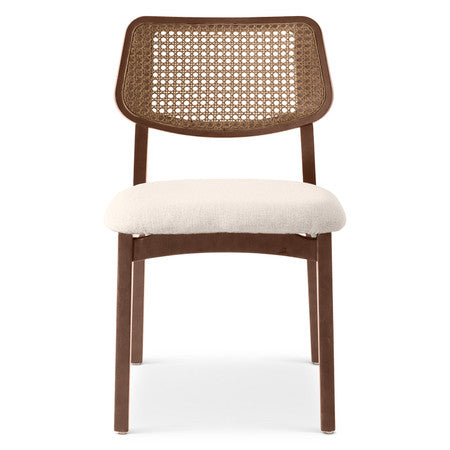 Modern Brazilian - Beth - Cane Side Chair - Medley Ivory Seat - Nogal Frame - Nogal Cane Webbing