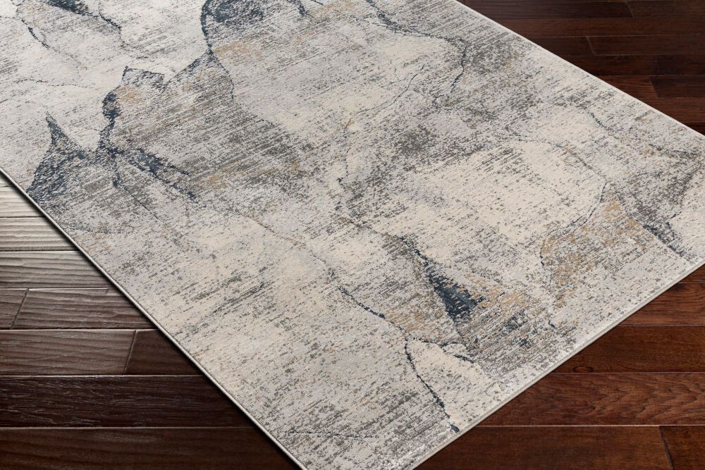 Norland Charcoal/Yellow Machine Woven Rug - corner