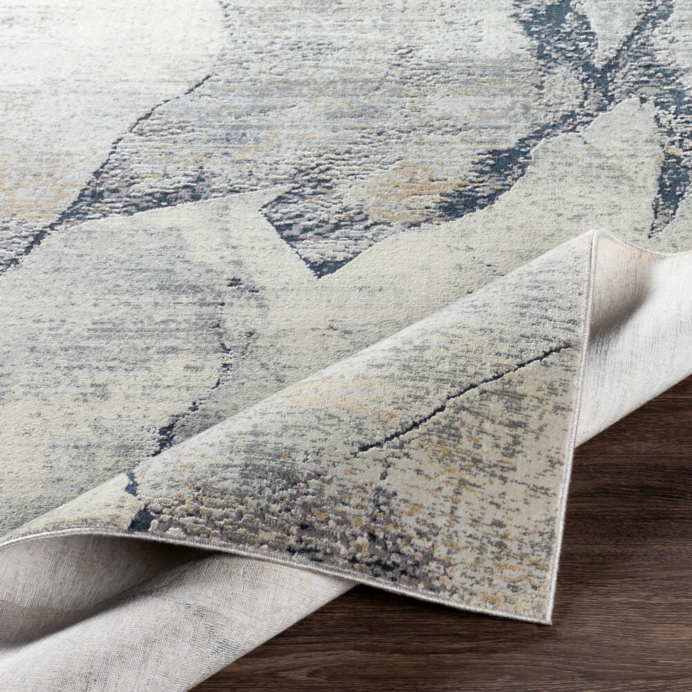 Norland Charcoal/Yellow Machine Woven Rug - fold