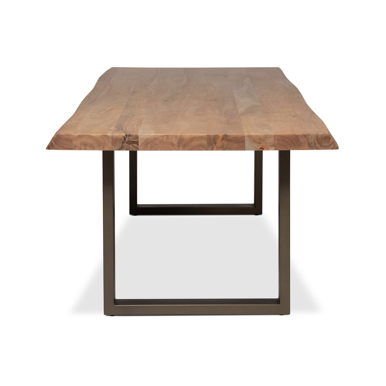 Brooks - Dining Table - U Base - 40" x 116" - Teak Top - Brass Base