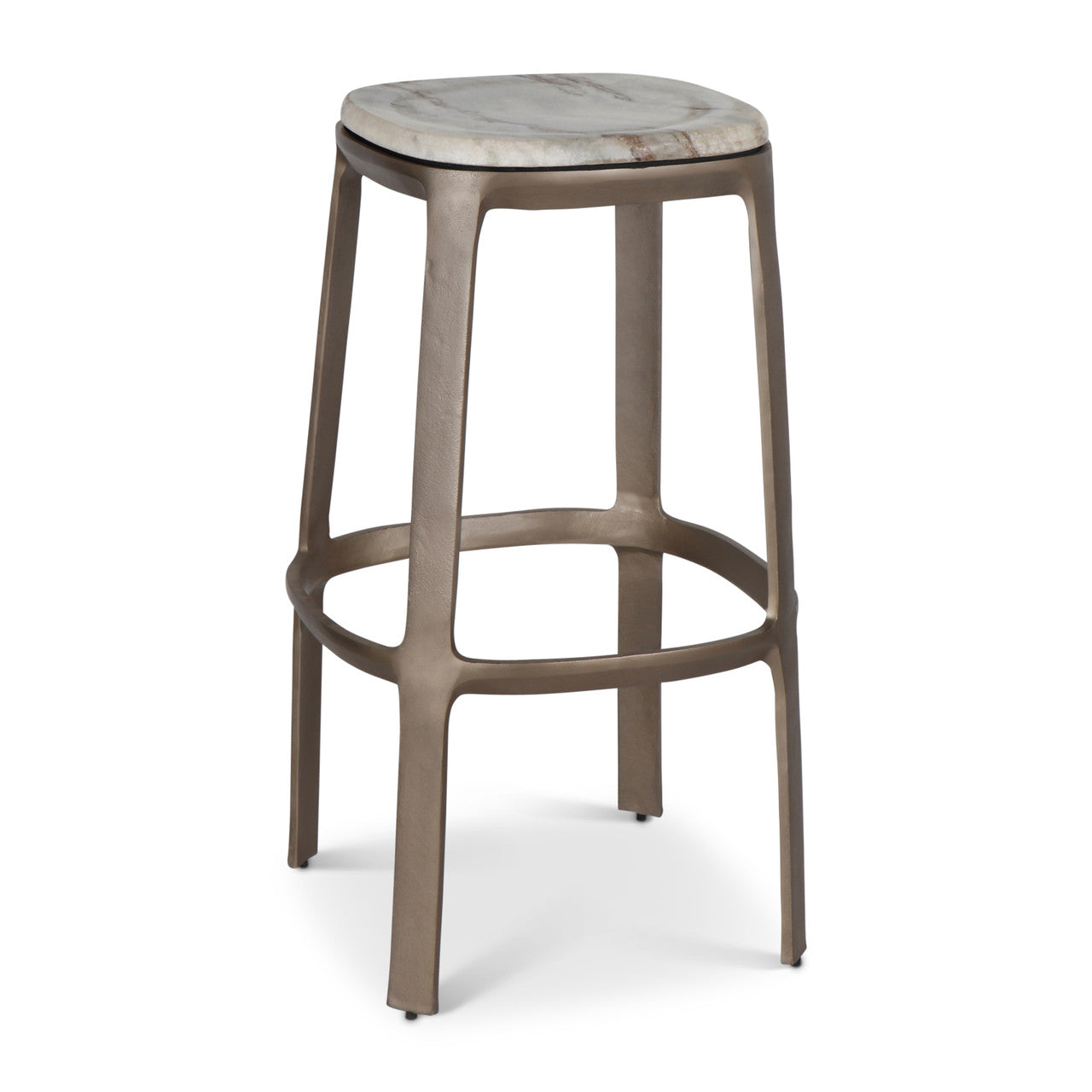 Marbelle - Alfie Marble Bar Stool - Toronto Sand/Antique Nickel Finish