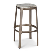Marbelle - Alfie Marble Bar Stool - Toronto Sand/Antique Nickel Finish