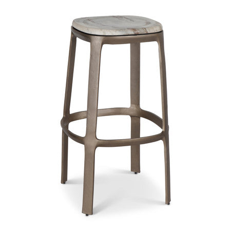 Marbelle Alfie Marble Bar Stool - Toronto Sand/Antique Nickel Finish