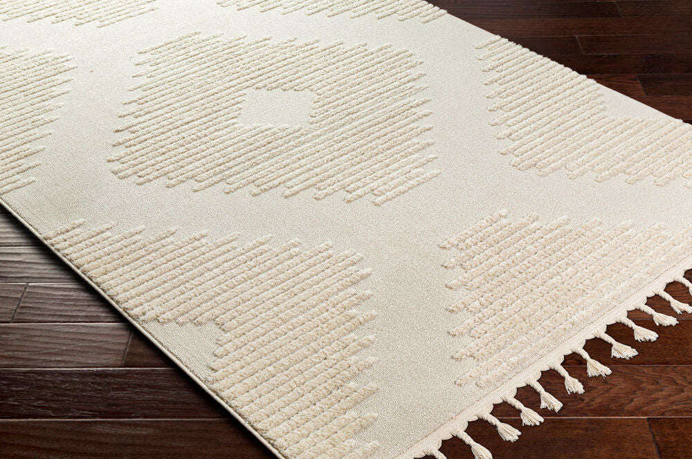 Nora Cream/Light Gray Machine Woven Rug NOA-2304 - corner