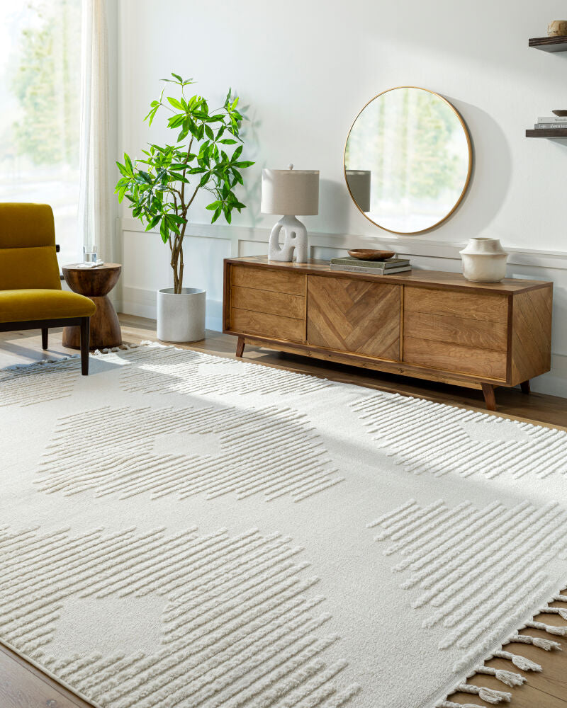 Nora Cream/Light Gray Machine Woven Rug NOA-2304 - roomscene