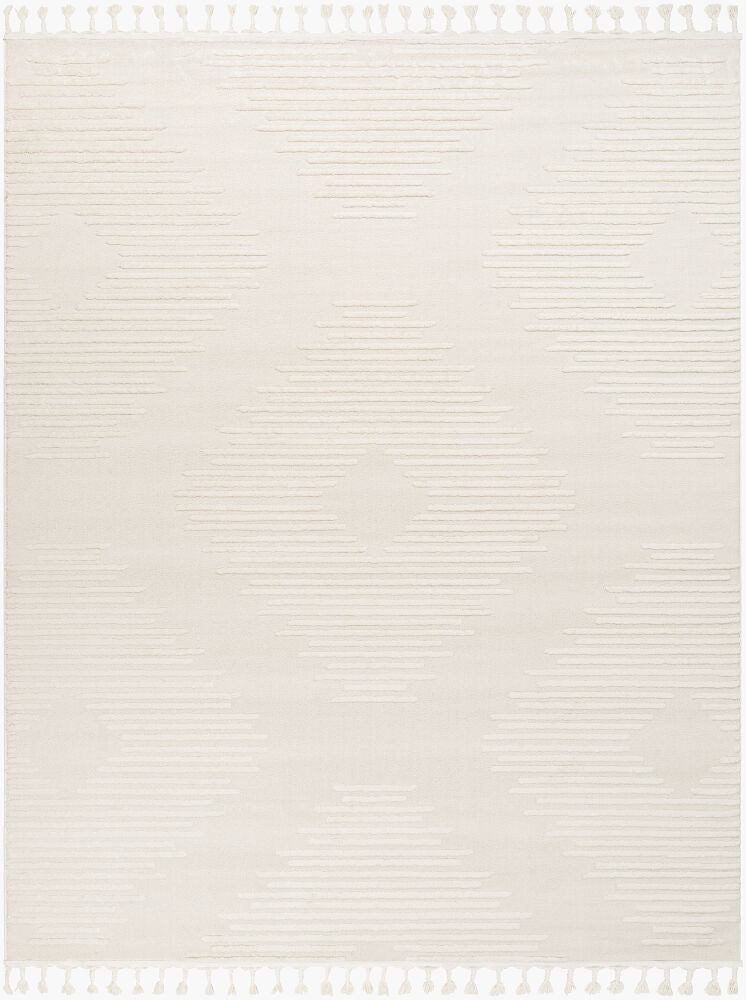 Nora Cream/Light Gray Machine Woven Rug NOA-2304 - 5'3" x 7'