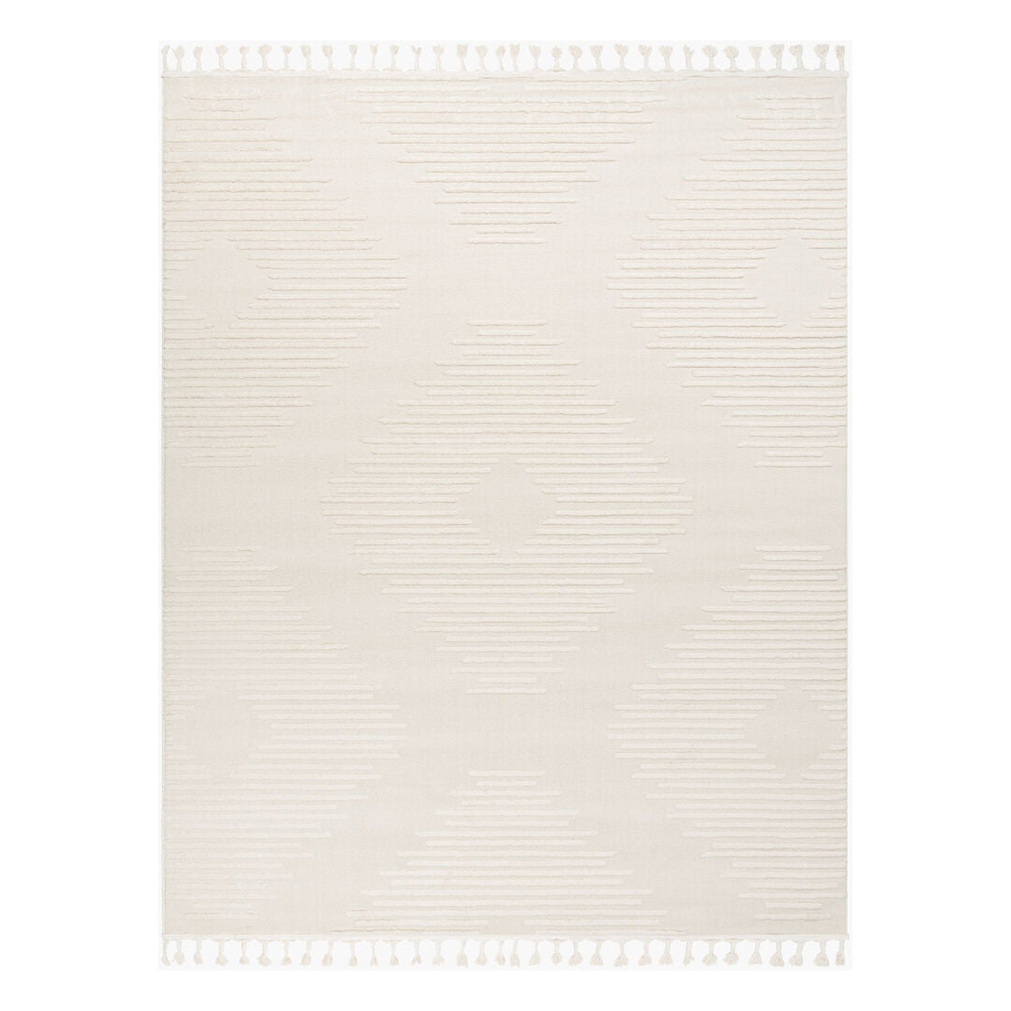 Nora Cream/Light Gray Machine Woven Rug NOA-2304 - 5'3" x 7'