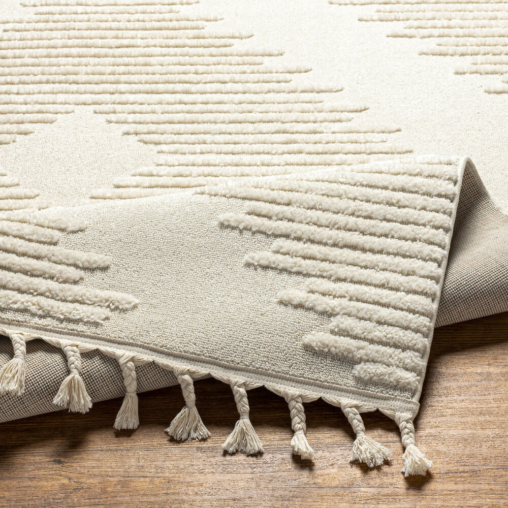Nora Cream/Light Gray Machine Woven Rug NOA-2304 - fold