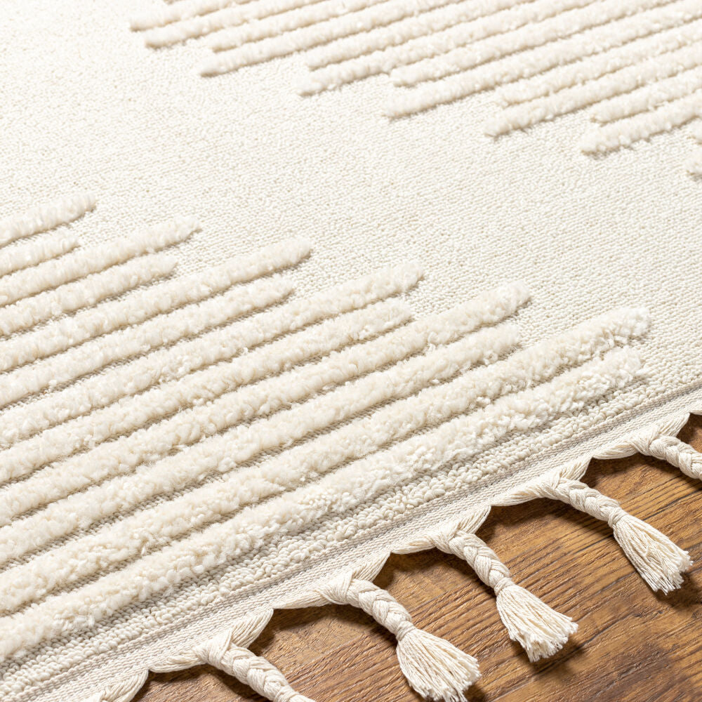 Nora Cream/Light Gray Machine Woven Rug NOA-2304 - texture