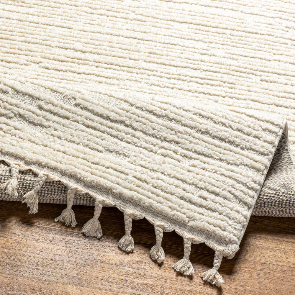 Nora Cream/Light Gray Machine Woven Rug NOA-2305 - fold