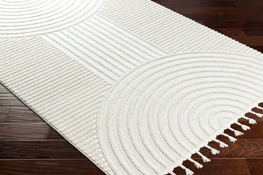 Nora Cream/Light Gray Machine Woven Rug NOA-2309 - corner