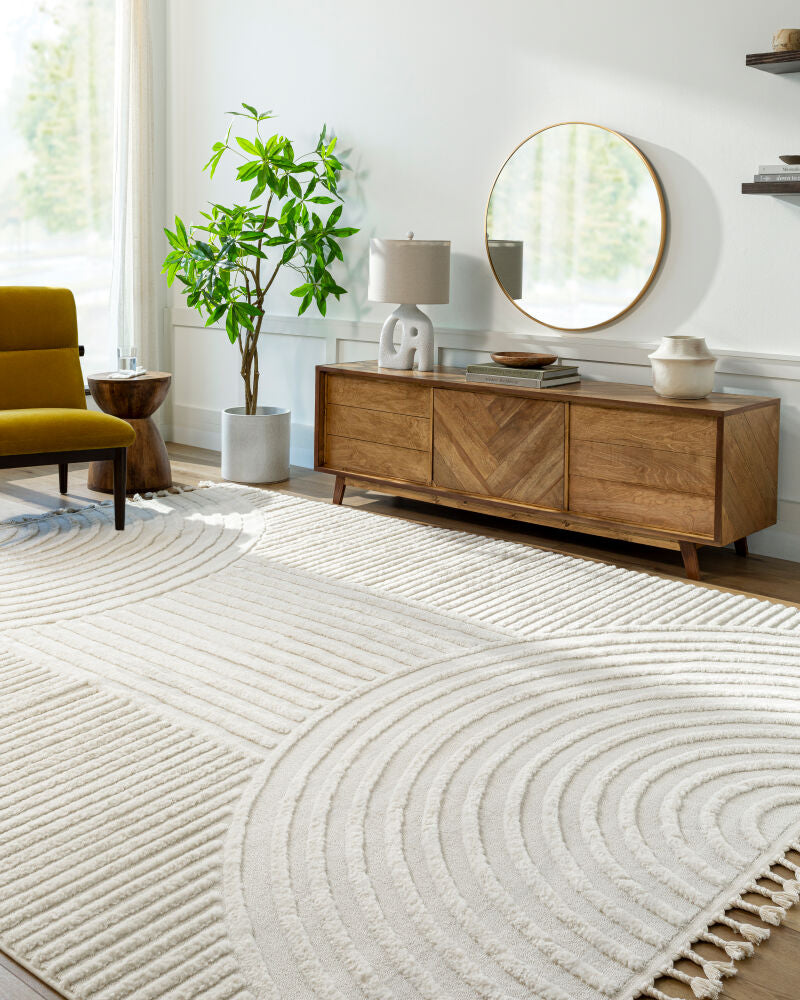 Nora Cream/Light Gray Machine Woven Rug NOA-2309 - roomscene