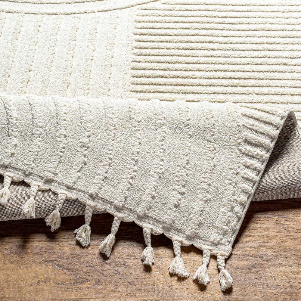 Nora Cream/Light Gray Machine Woven Rug NOA-2309 - fold