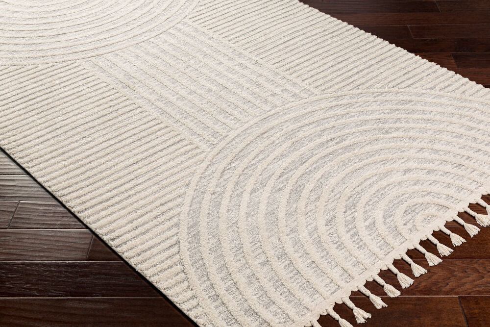 Nora Cream/Medium Gray Machine Woven Rug - corner
