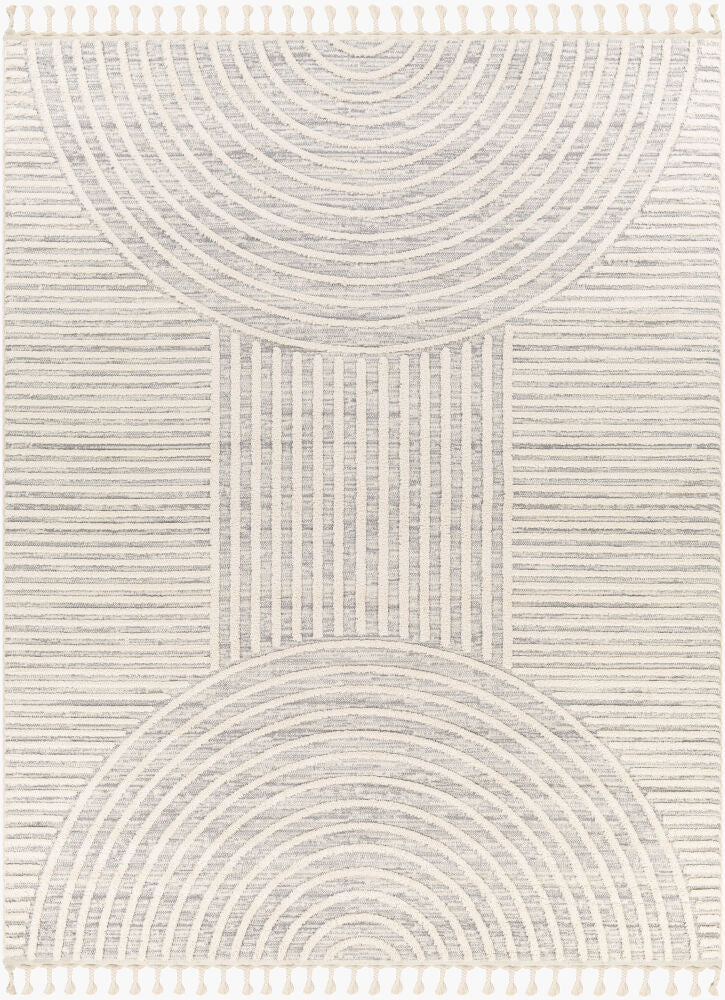 Nora Cream/Medium Gray Machine Woven Rug - 3'11" x 5'7"