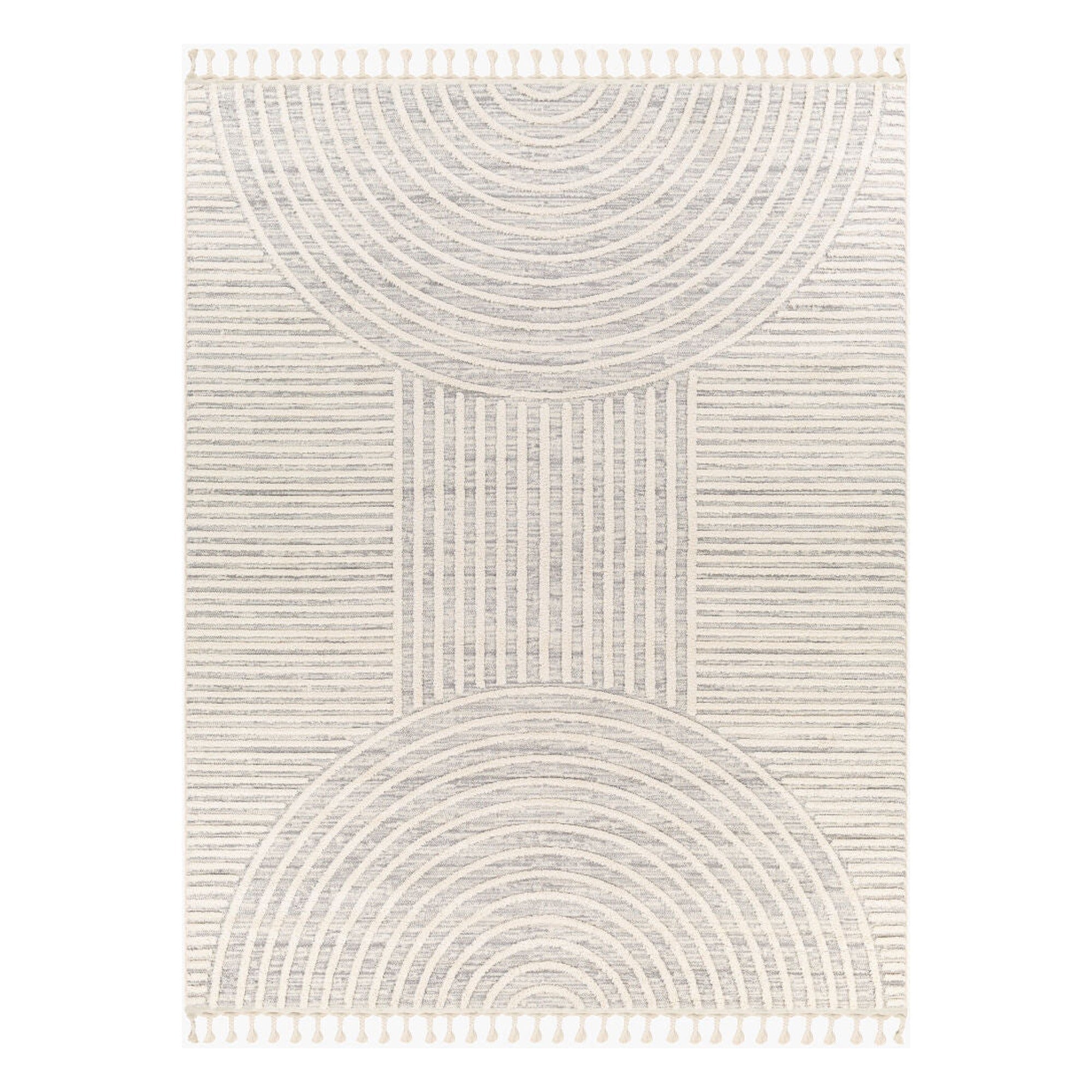 Nora Cream/Medium Gray Machine Woven Rug - 3'11" x 5'7"