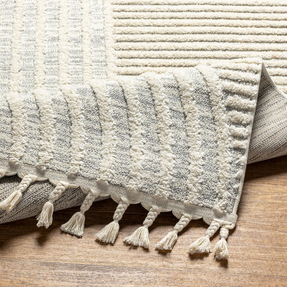Nora Cream/Medium Gray Machine Woven Rug - fold