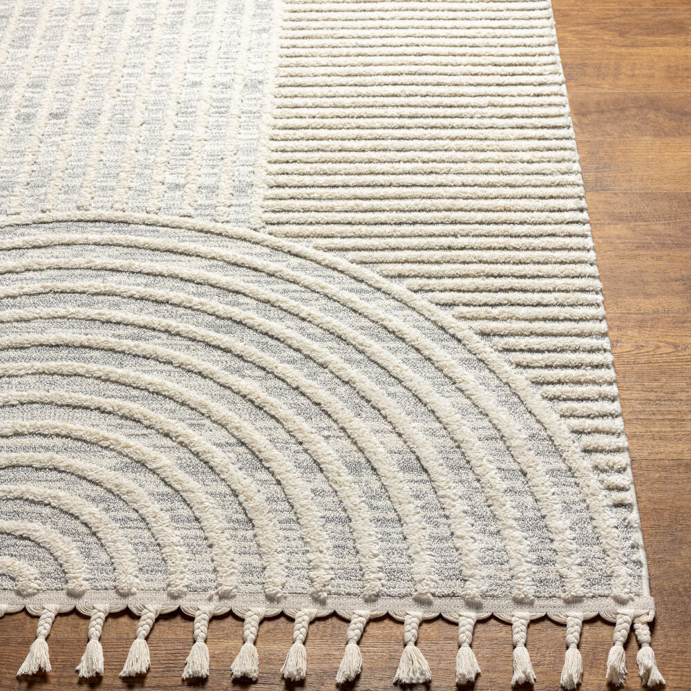 Nora Cream/Medium Gray Machine Woven Rug - front