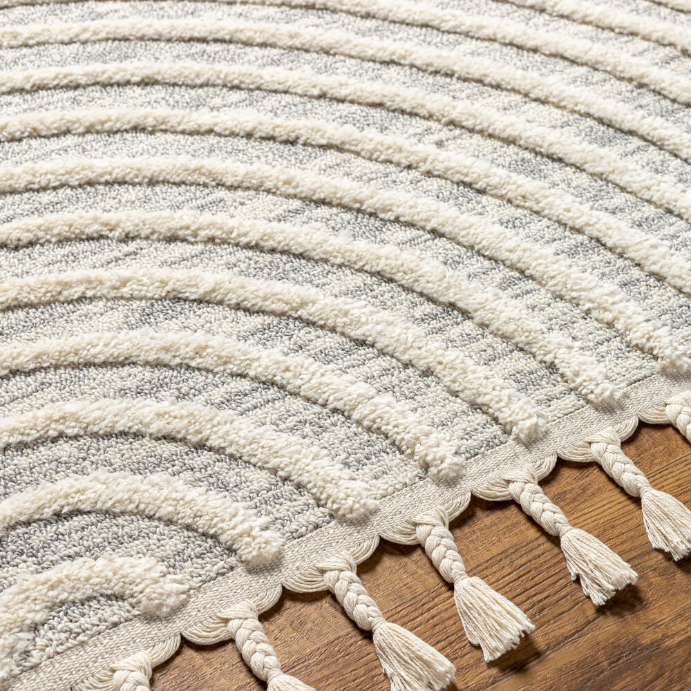 Nora Cream/Medium Gray Machine Woven Rug - texture