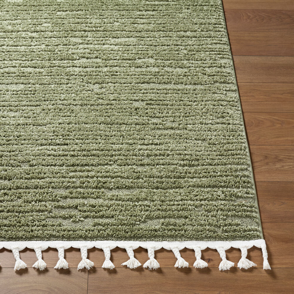 Nora Dusty Sage/Olive Machine Woven Rug - front