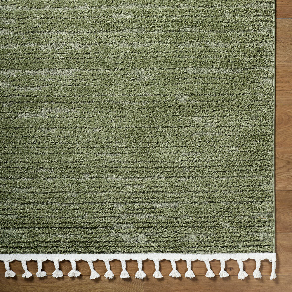Nora Dusty Sage/Olive Machine Woven Rug - overhead