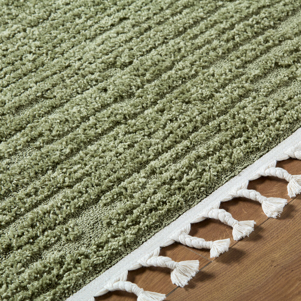 Nora Dusty Sage/Olive Machine Woven Rug - texture