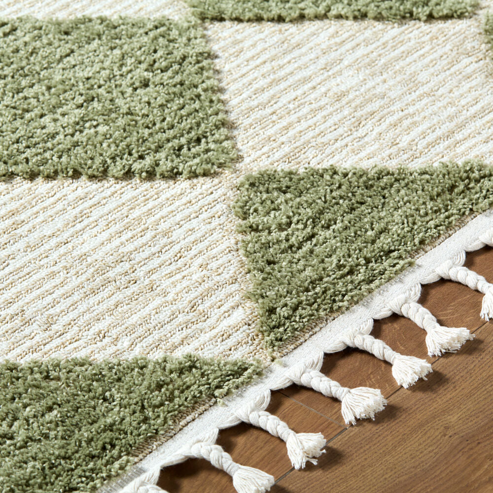 Nora Cream/Tan Machine Woven Rug - texture