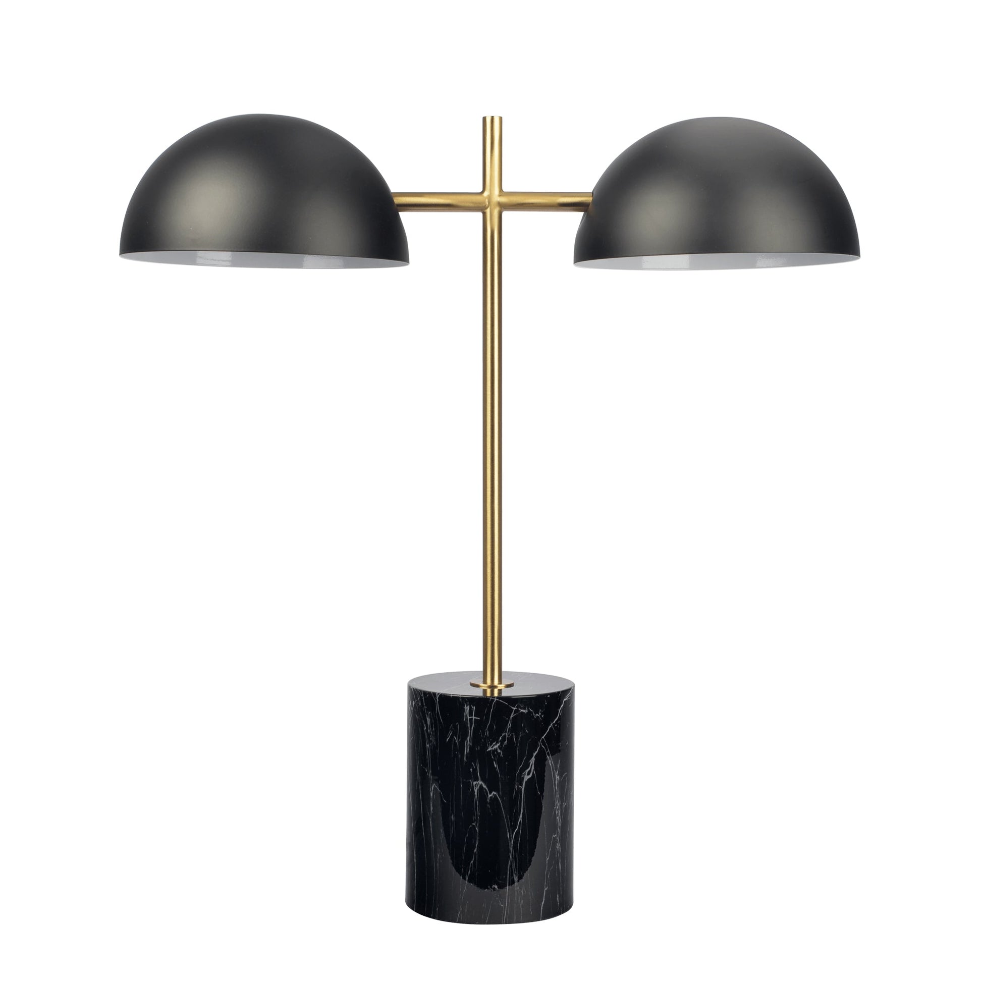 Nova Hydro Black Table Lamp | Double Lamp and Faux Marble Base