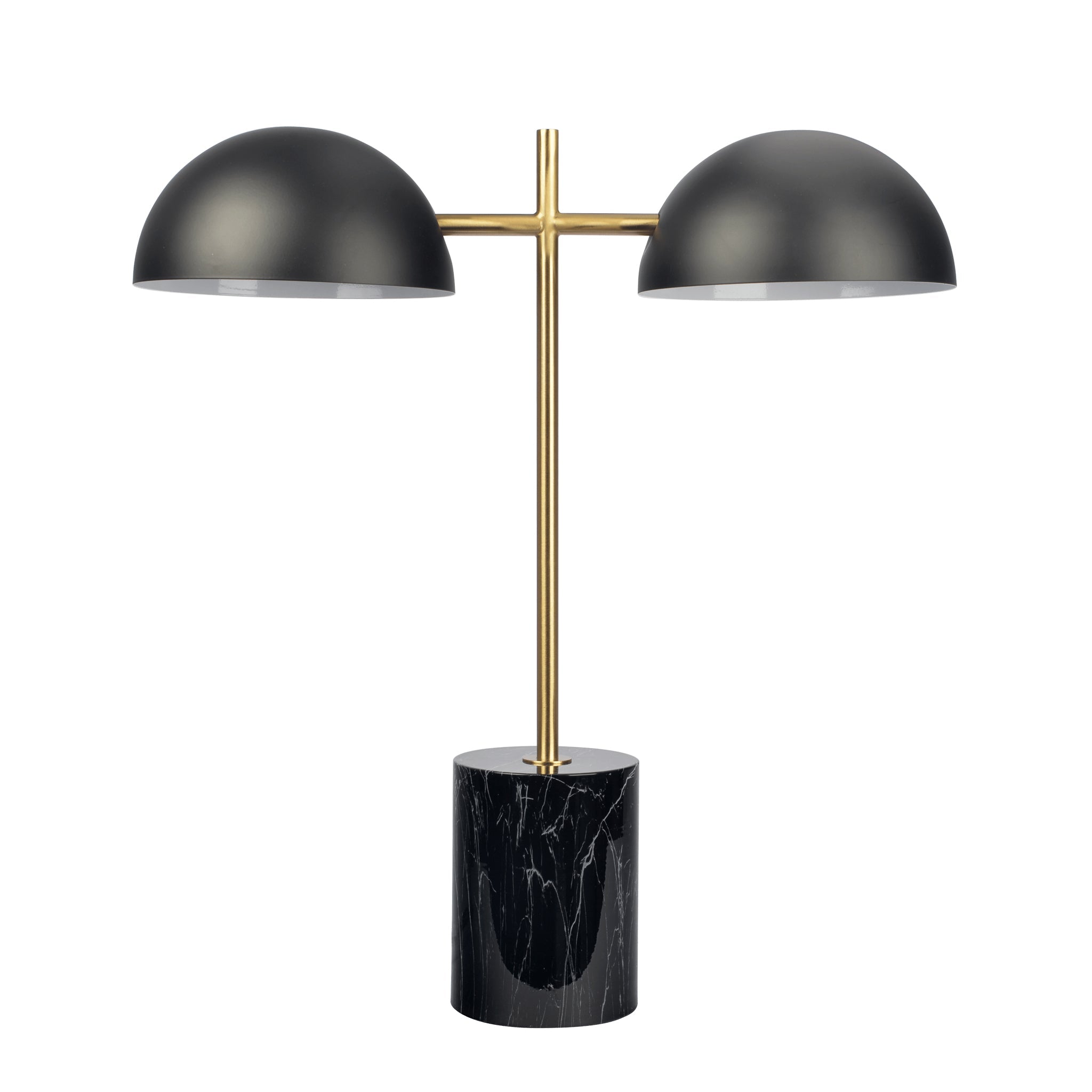 Nova Hydro Black Table Lamp | Double Lamp and Faux Marble Base