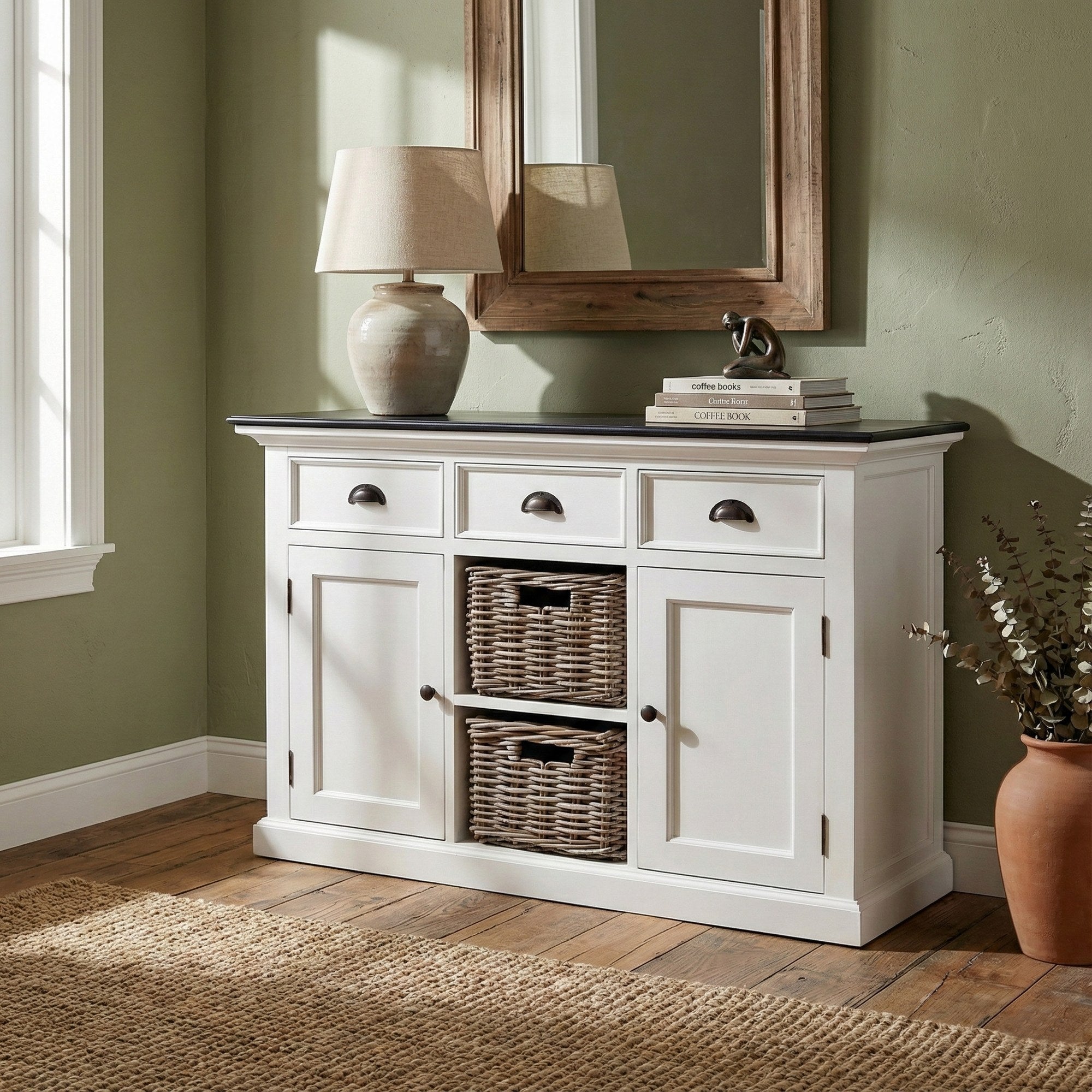 Nova Solo lifestyle image - Modern Farmhouse Buffet with 2 Baskets - ZNS-B129CT - ZNS-B129CT