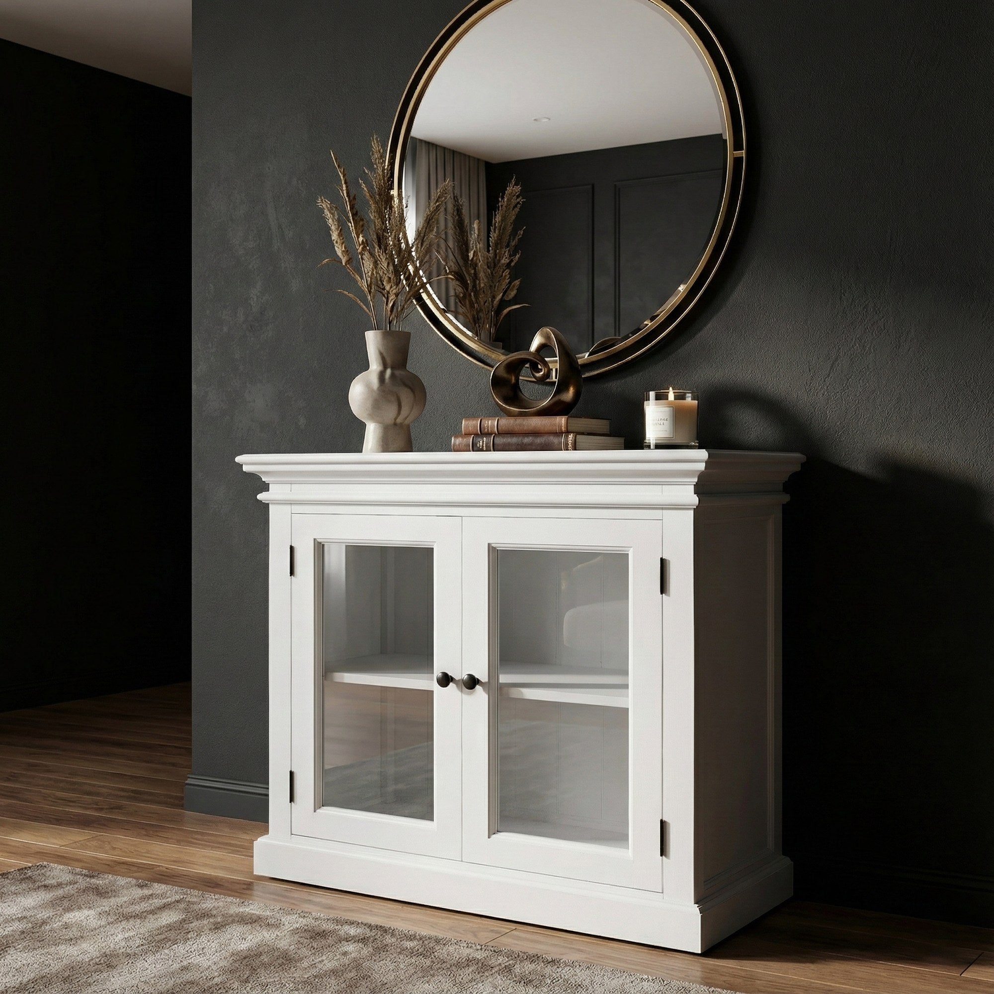 Nova Solo lifestyle image - French Coastal Display Buffet with 2 Glass Doors 35" - ZNS-B183