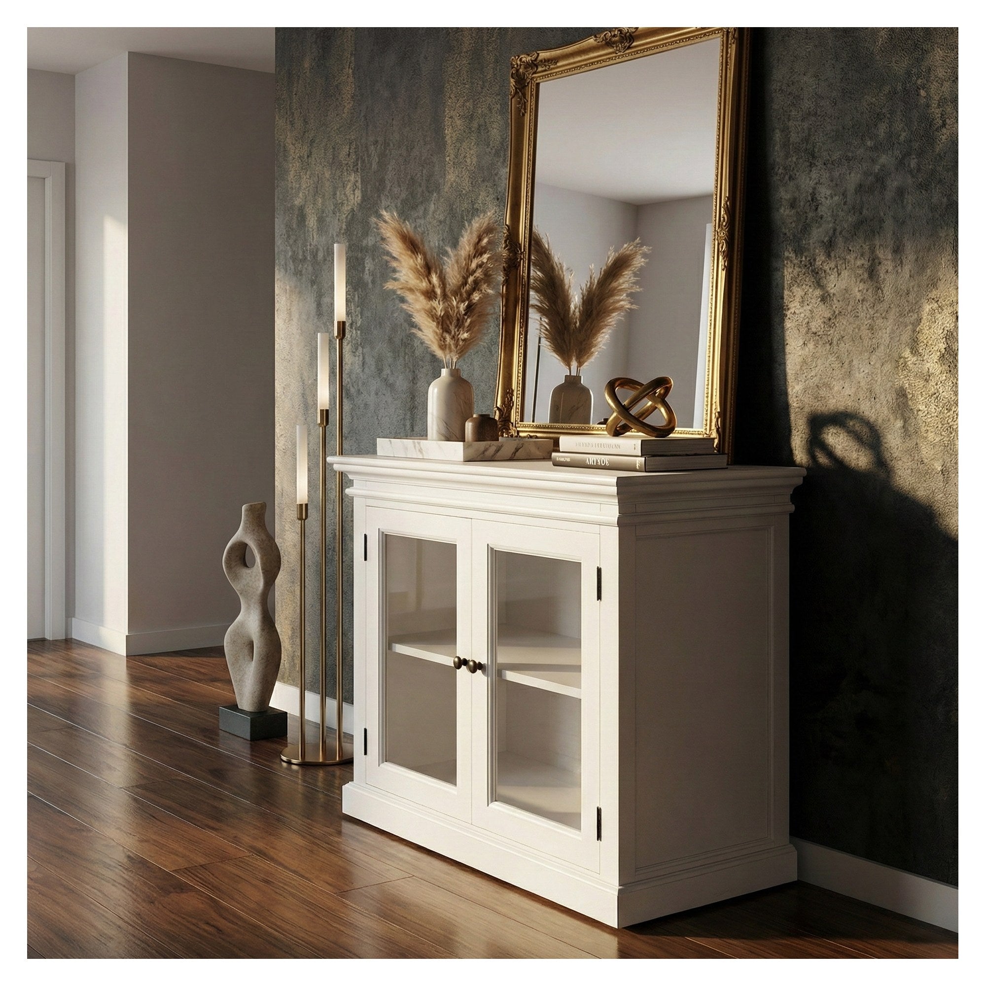 Nova Solo lifestyle image - French Coastal Display Buffet with 2 Glass Doors 35" - ZNS-B183