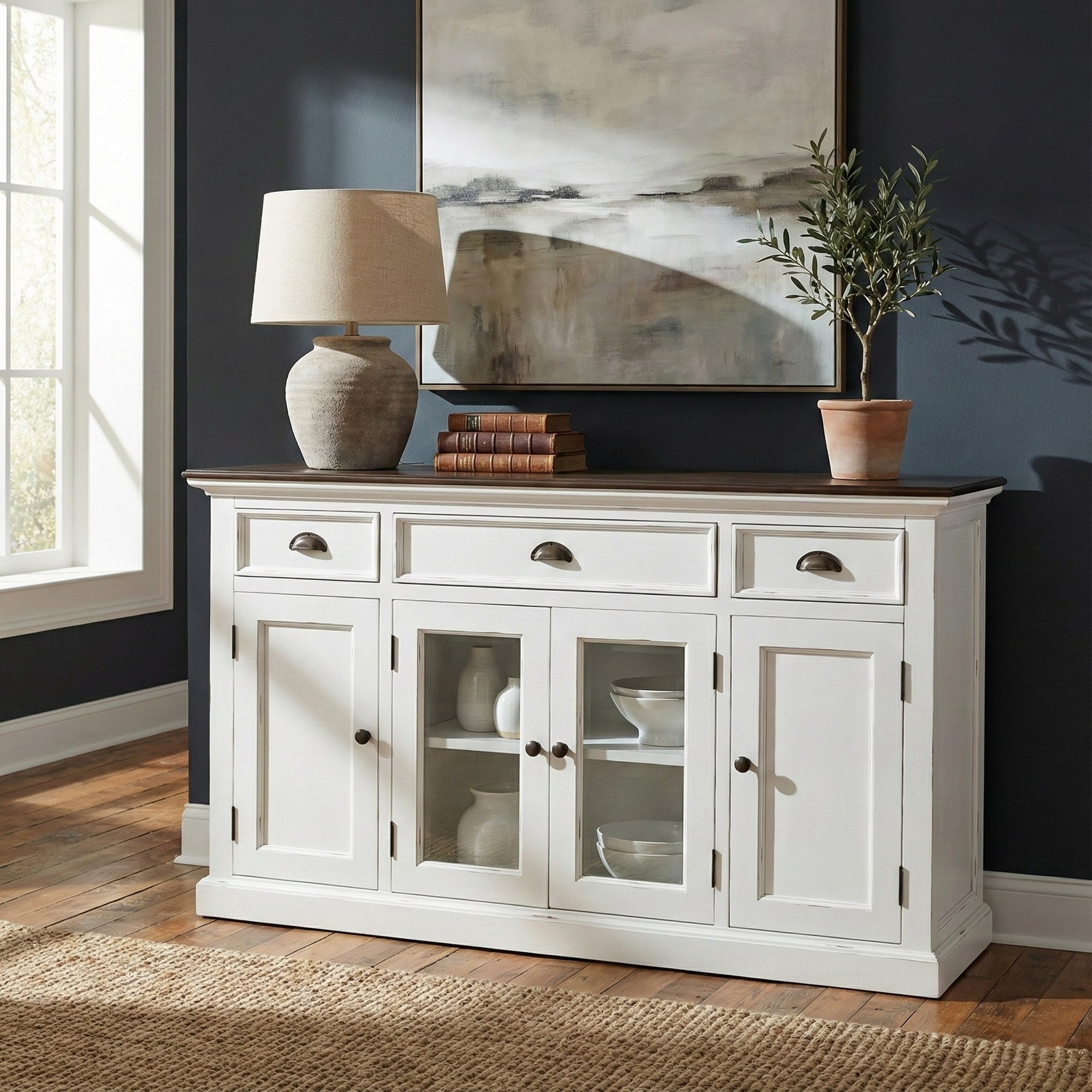 Nova Solo lifestyle image - Modern Farmhouse Buffet with 4 Doors 3 Drawers - ZNS-B191TWD - ZNS-B191TWD