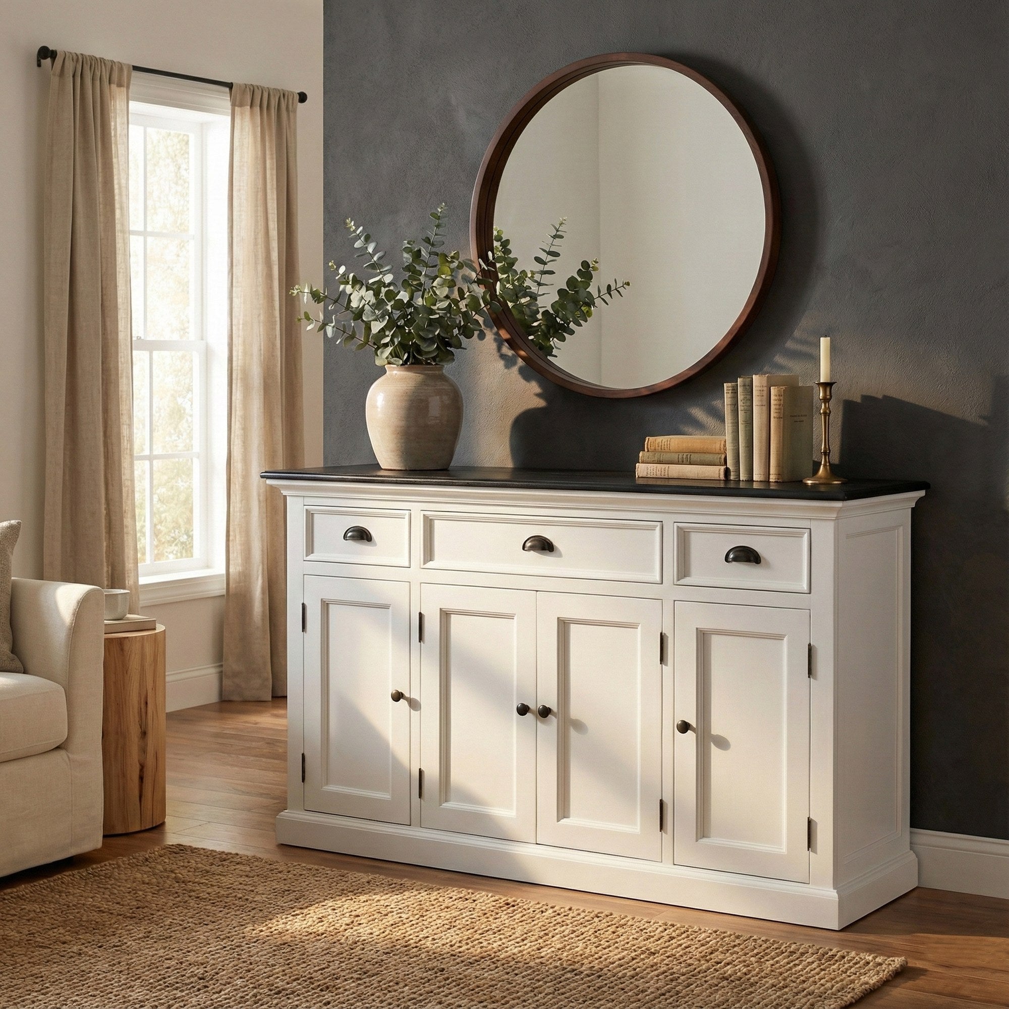 Nova Solo lifestyle image - Modern Farmhouse Buffet with 4 Doors 3 Drawers - ZNS-B192CT - ZNS-B192CT